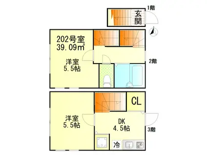 クラシェア中野新橋(2DK/2階)の間取り写真