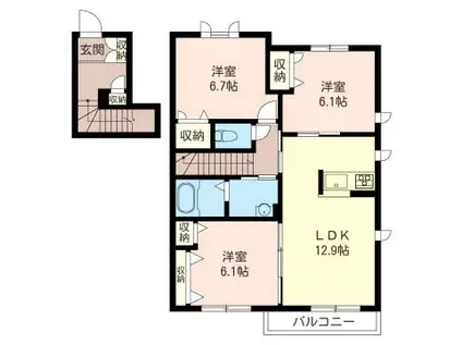 ボア・ソルテⅡ(3LDK/2階)の間取り写真