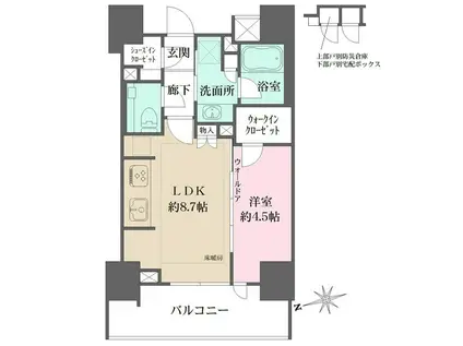 ザ・パークハウス品川荏原中延(1LDK/8階)の間取り写真