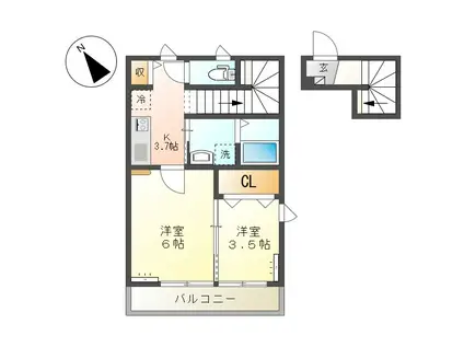 アクシィヴVII(2K/1階)の間取り写真