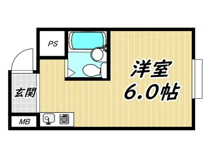 レットバトラー(ワンルーム/2階)の間取り写真