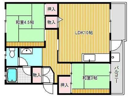 辻ハイツI(2LDK/1階)の間取り写真