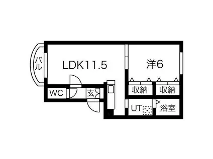 トトロの杜III(1LDK/2階)の間取り写真