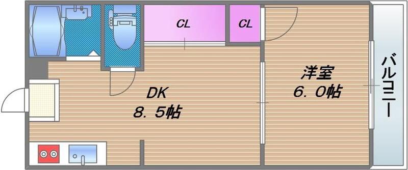 エルテ大今里(1LDK/2階)の間取り写真