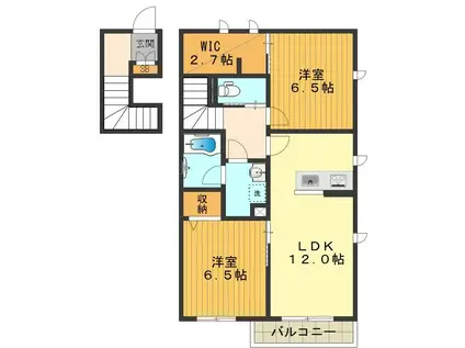 マグノリア(2LDK/2階)の間取り写真