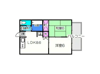 エヌエムディズヌフ(2DK/2階)の間取り写真