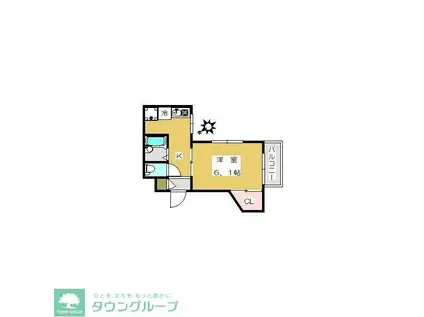 ライオンズマンション恵比寿(1K/2階)の間取り写真