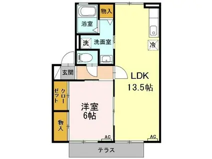 メルベーユ C(1LDK/1階)の間取り写真