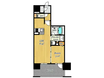 レーベン上通ザ・レジデンス(1LDK/7階)の間取り写真