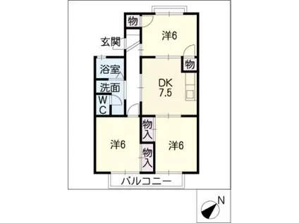 ジョイフル三好B棟(3DK/2階)の間取り写真