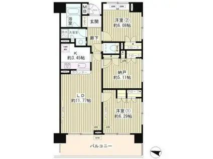 マーシュフィールド四番町(2SLDK/4階)の間取り写真