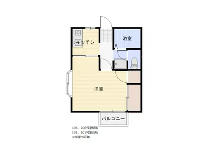 トデコーポ1K-II(1K/2階)の間取り写真