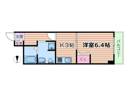 ハイツ三国(1K/2階)の間取り写真