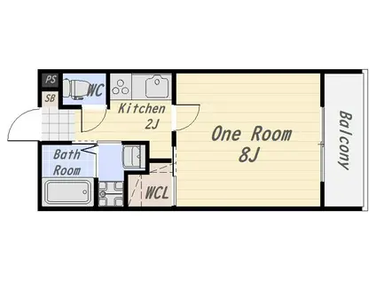 NJ谷山駅前(1K/4階)の間取り写真