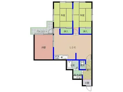 レジデンス西大久保(3LDK/2階)の間取り写真
