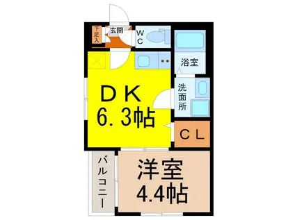 ハーモニーテラス中野本町(1DK/3階)の間取り写真