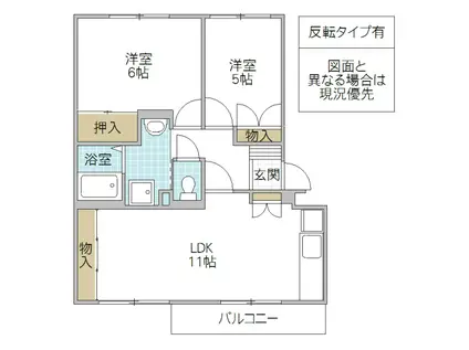 グリーンフィールズ(2LDK/1階)の間取り写真