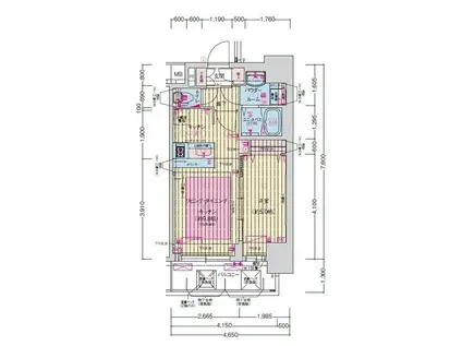 プレサンス扇町駅前(1LDK/12階)の間取り写真
