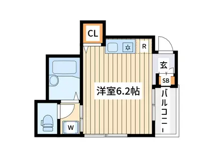 ツカサソウ(ワンルーム/2階)の間取り写真