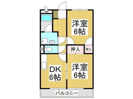 マルベリーハイツI(2DK/1階)の間取り写真