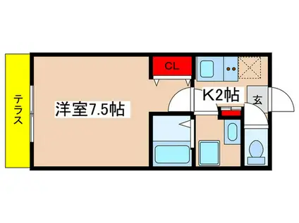 セレーノ新百合ヶ丘(1K/1階)の間取り写真