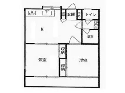 ノースタウン浦和B(2DK/2階)の間取り写真