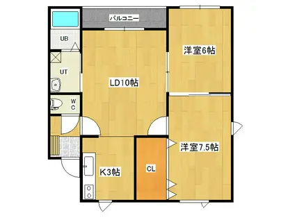 ドリームハイツC(2LDK/1階)の間取り写真