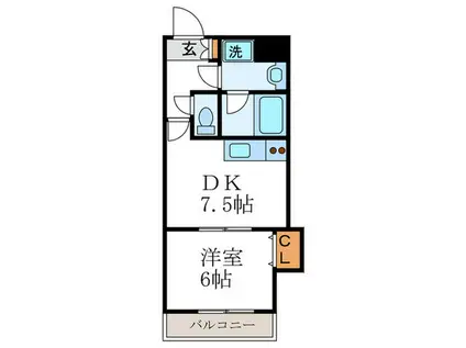 DU四条(1DK/6階)の間取り写真