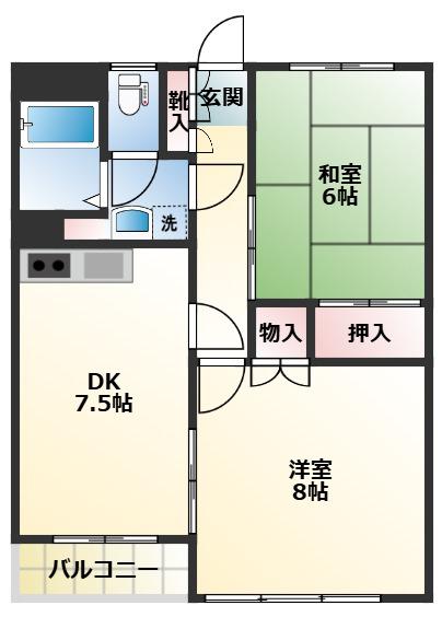 グランドリド(2DK/3階)の間取り写真