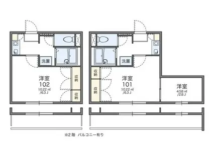 レオパレス舘町(1K/1階)の間取り写真