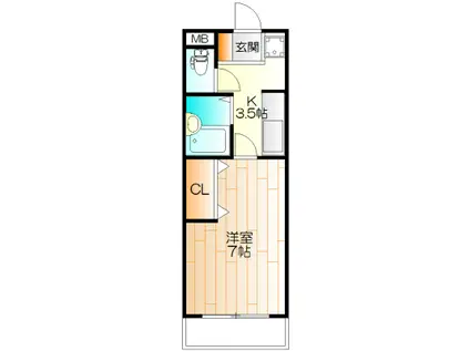 ヴィラ日吉(1K/4階)の間取り写真