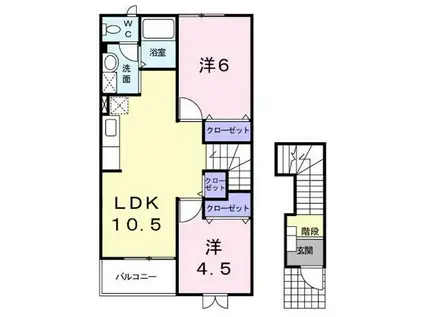 プレーヌ・グラシュー(2LDK/2階)の間取り写真