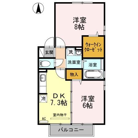 ドライ・ベーレン Y棟(2DK/2階)の間取り写真