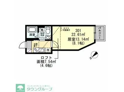 リヴィエールII(1K/3階)の間取り写真