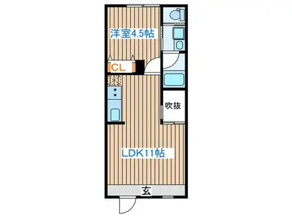 LAND新田東(1LDK/2階)の間取り写真
