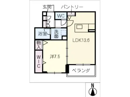ベレオ平芝(1LDK/2階)の間取り写真