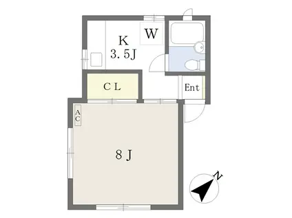 コーポかじまちB(1K/2階)の間取り写真