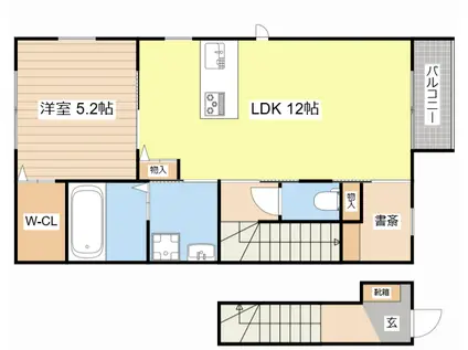 ラフィネ西今(1LDK/2階)の間取り写真