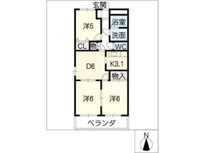 M・エターナル(3DK/1階)の間取り写真