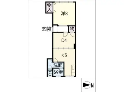 グランディア苗代(1DK/2階)の間取り写真