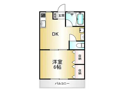 ユタカハイムIII(1DK/2階)の間取り写真