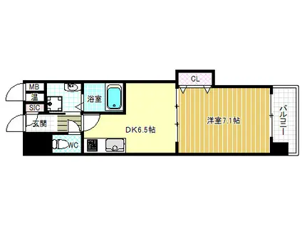 エスポルテ福島(1DK/4階)の間取り写真