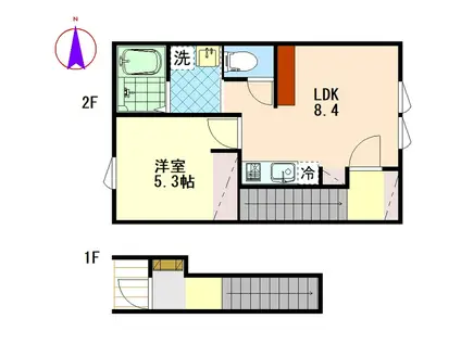 林ノ杜350米沢駅前(1LDK/2階)の間取り写真