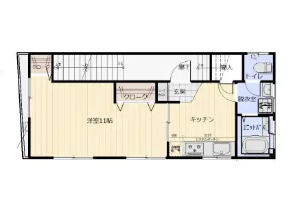 片野ビル(1DK/2階)の間取り写真