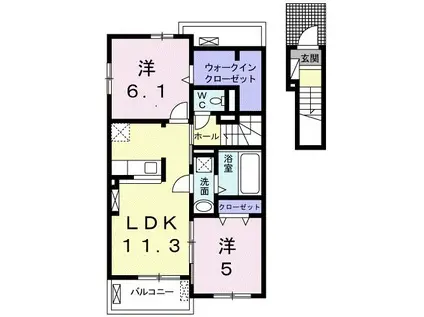 ピュアハイツ・華A(2LDK/2階)の間取り写真