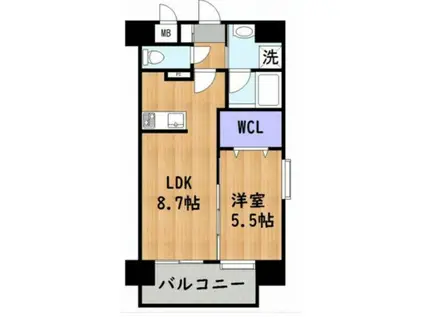 エルプレイス天神南(1K/13階)の間取り写真