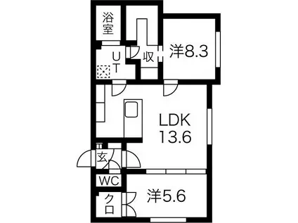 コンサップシンサッポロ(2LDK/3階)の間取り写真
