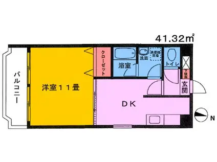 オクムラハイツ(1DK/3階)の間取り写真