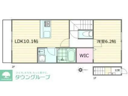 グレージュ下連雀(1LDK/2階)の間取り写真