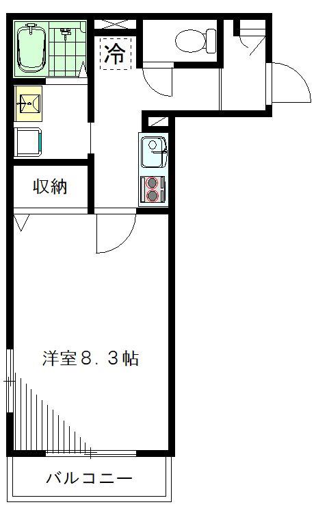 YOSHIDA(1K/2階)の間取り写真